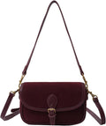 Burgundy Suede Crossbody Satchel